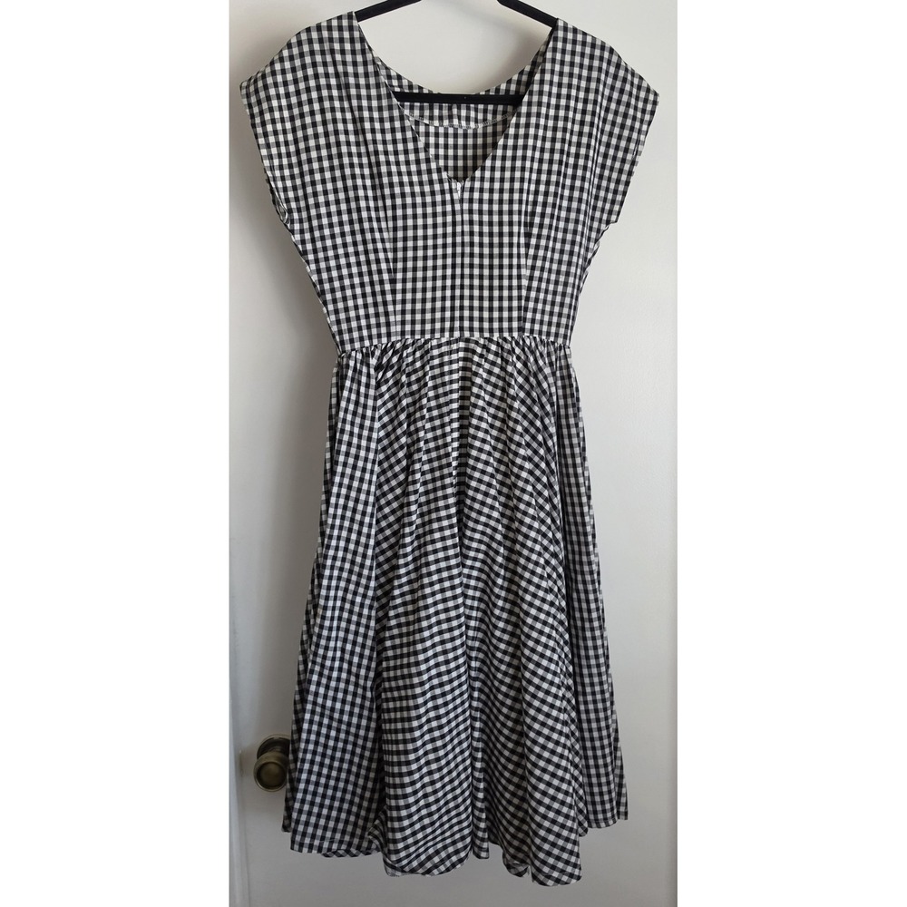 TNT Austral Sleeveless Midi Dress Black White Gingham Retro Crinoline Pin-up